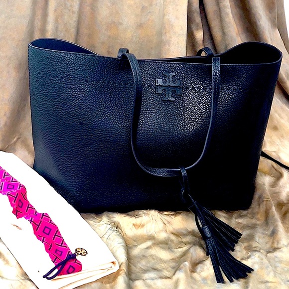 HOST PICK!🔥Tory Burch Tassel Leather Tote Handbag - Picture 2 of 13